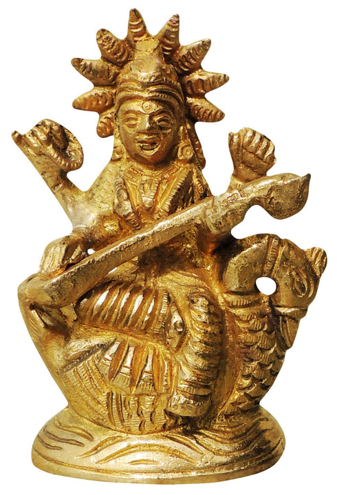 Brass Saraswati Ji Statue 0.3Kg